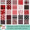 50 Pcs 5 x 5 Inches Christmas Precut Fabric Squares Black Red Cotton Craft Fabric Fat Quarters Snowman Santa Snowflake Fabric Scraps Bundles for Xmas DIY Craft Patchwork Sewing Quilting
